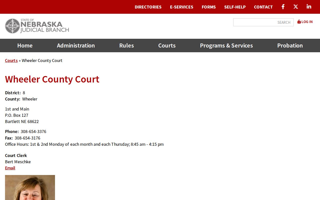 Wheeler County Court contact for bench warrant records