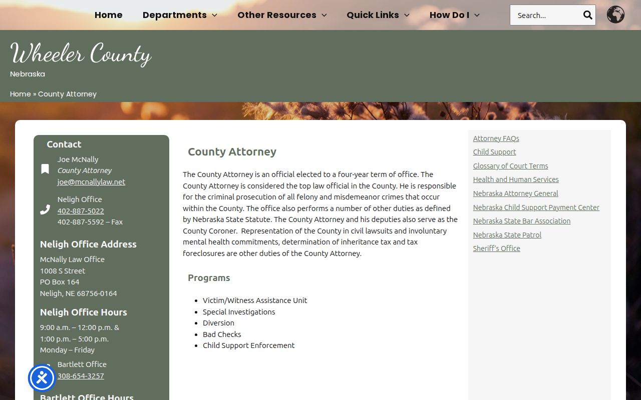Bartlett County Attorney route for Bartlett warrant records