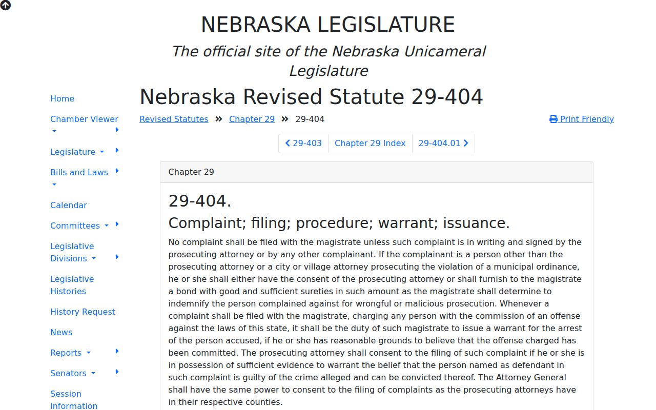 Wheeler County arrest warrant issuance under Nebraska complaint rules