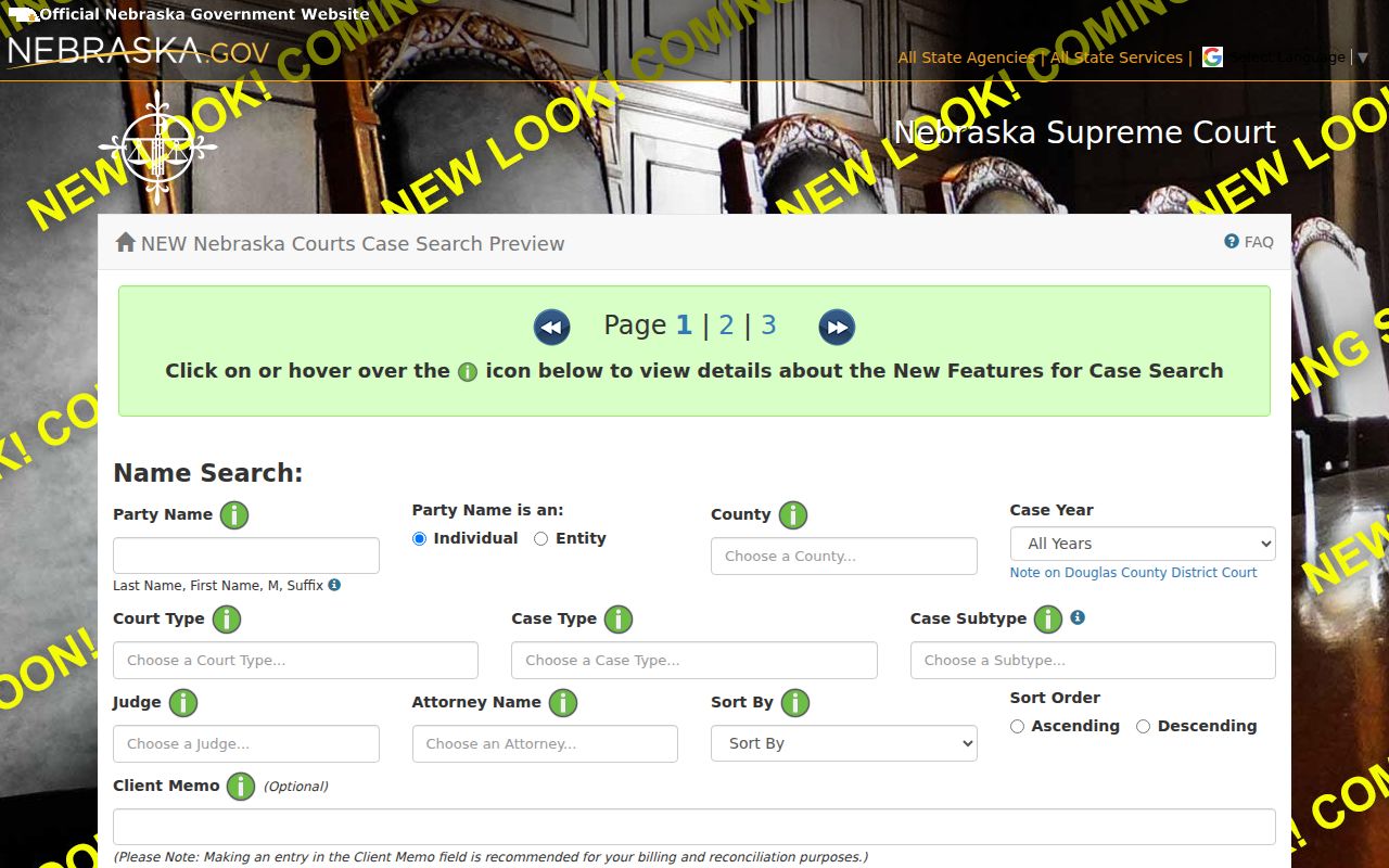 Wheeler County warrant search fields in the official case search preview