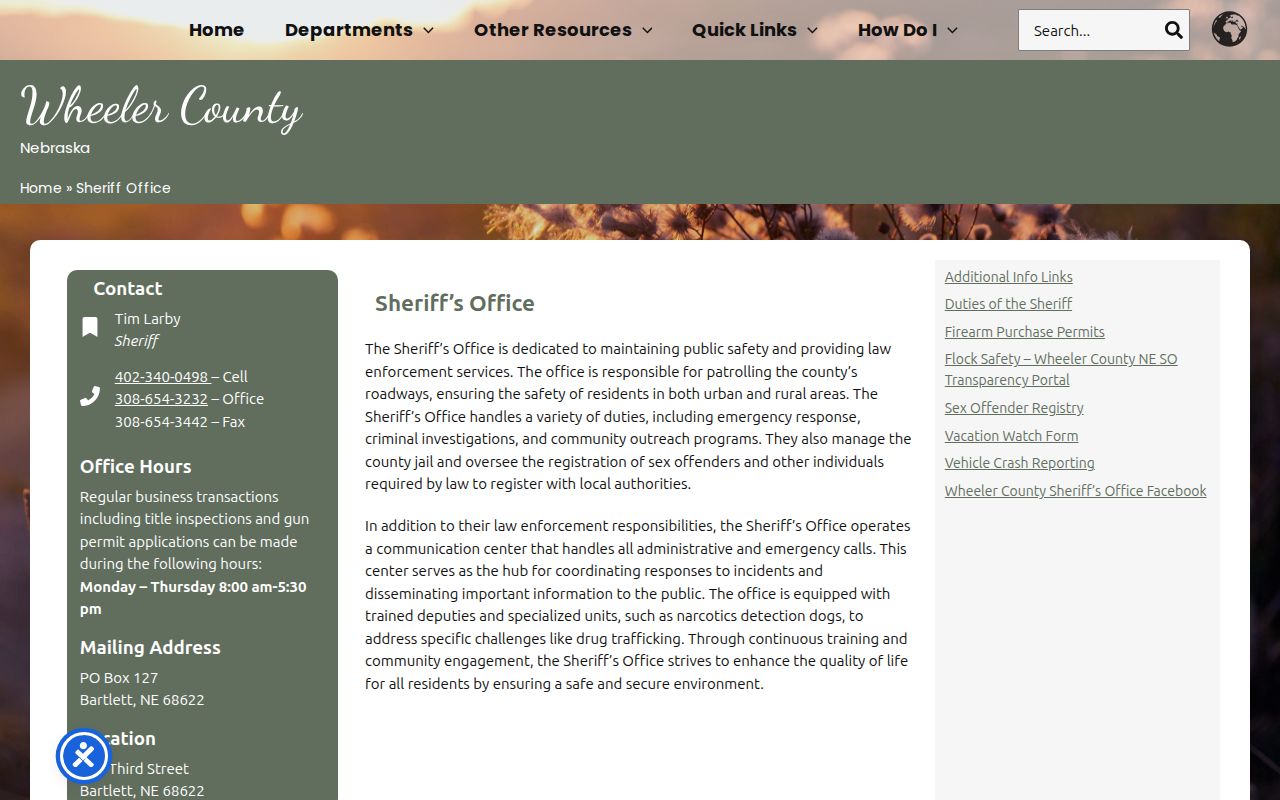 Wheeler County Sheriff source for future most-wanted notices